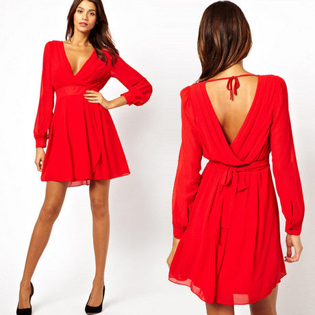 red long sleeve dress uk