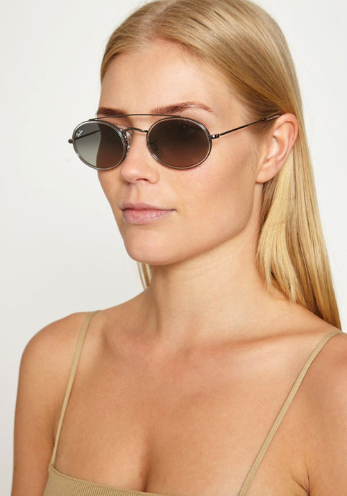 oval double bridge sunglasses