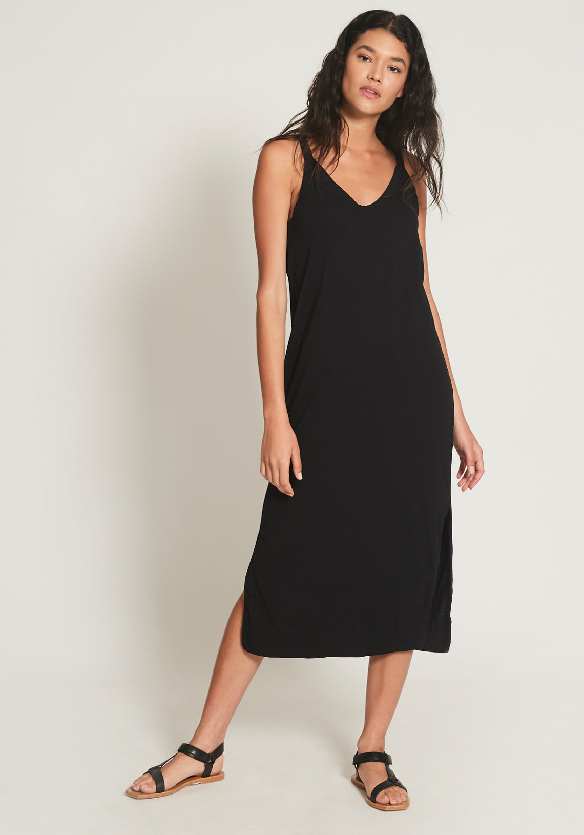 black jersey slip dress