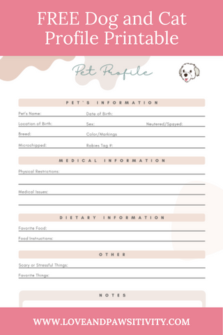 Free Cat Profile Printable