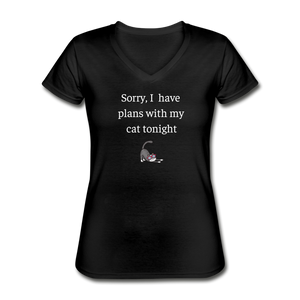 Plans With My Cat | V-Neck Tee | Women - Love & Pawsitivity