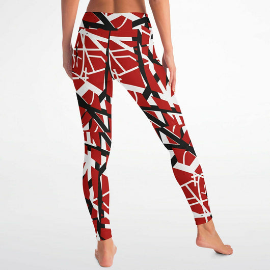 Women's 80s Red Rock Roll Stripes High-waisted Leggings | Iron