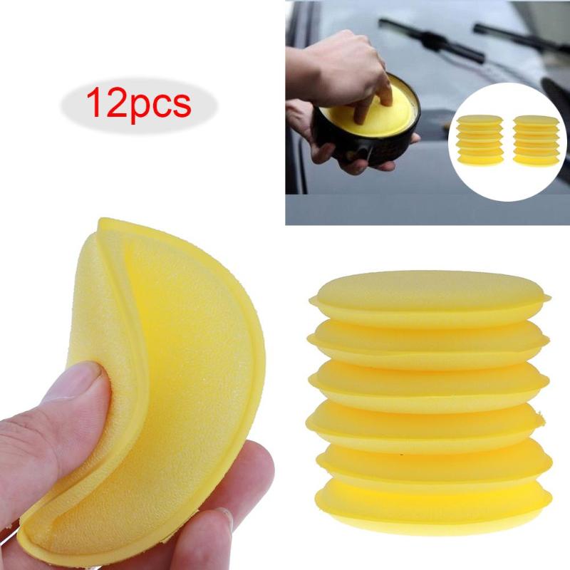 12Pcs/lot Car Vehicle Wax Polish Foam Sponge Hand Soft Wax Yellow Sponge Pad/Buffer for Car Detailing Care Wash Clean Promotion
