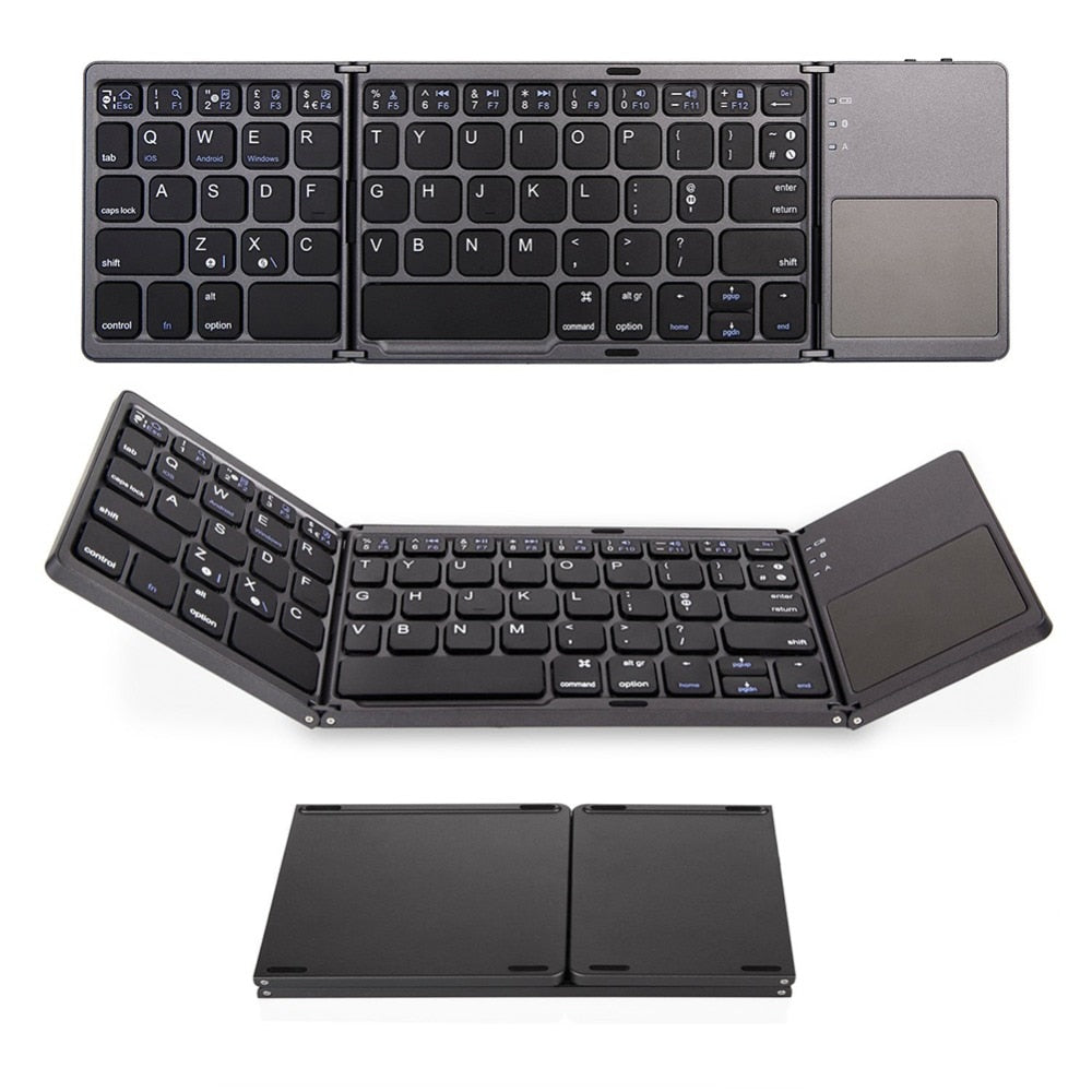 Bluetooth Keyboard Universal Folding Wireless Bluetooth 3.0 Ultra Mini Keyboard Touch Pad Mouse for iOS Android Microsoft