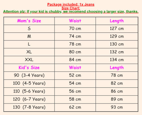 Jeans Size Chart Cm