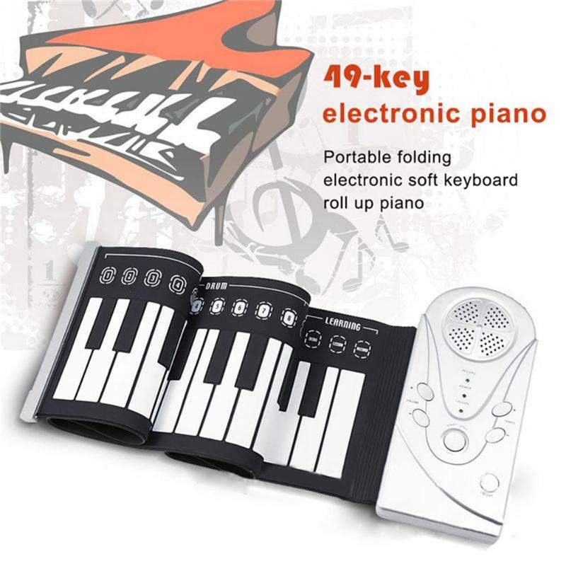 Portable 49 Keys Roll Up Digital Keyboard Children Electronic Piano Children Toy Recording and Playback Function Small