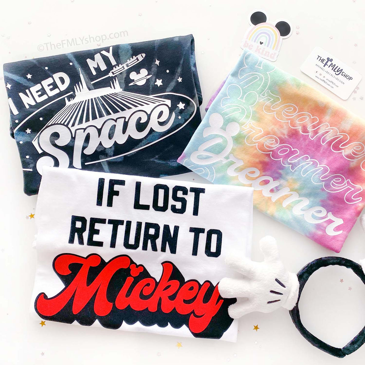 *RTS, I Need My Space, Galaxy Tie Dye Tee, Space Mountain Tee