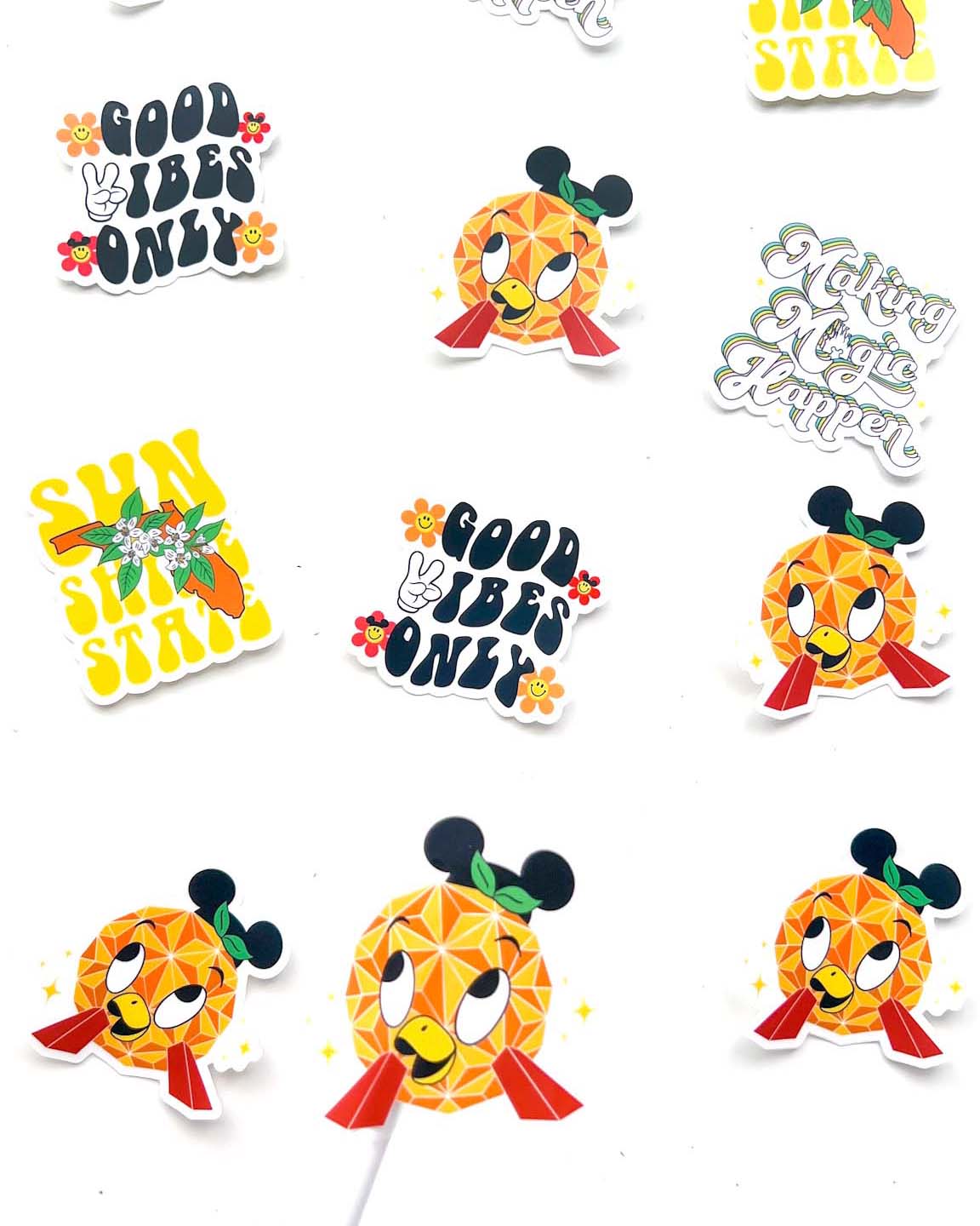 Orange Bird Spaceship Earth Clear Sticker