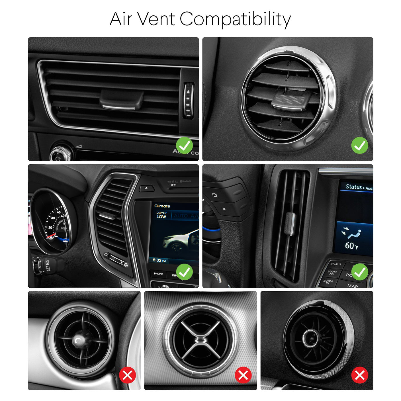 Kenu Airframe Support de grille d'aération de voiture sans fil à chargement Qi pour iPhone Samsung