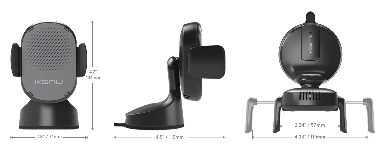 Airbase – chargeur de voiture sans fil rapide Qi, support à ventouse pour téléphone, dimensions du tableau de bord du pare-brise