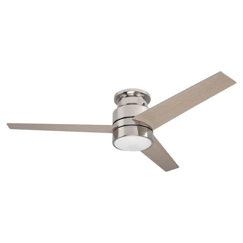 Carro - RAIDEN 52 inch 3-Blade Flush Mount Smart Ceiling Fan with LED Light Kit & Smart Wall Switch - Silver/Light Wood