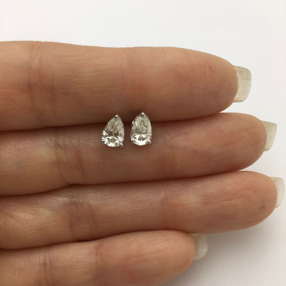 Luxinelle Usa Luxinelle 1 Carat Diamond Stud Earrings Pear Cut