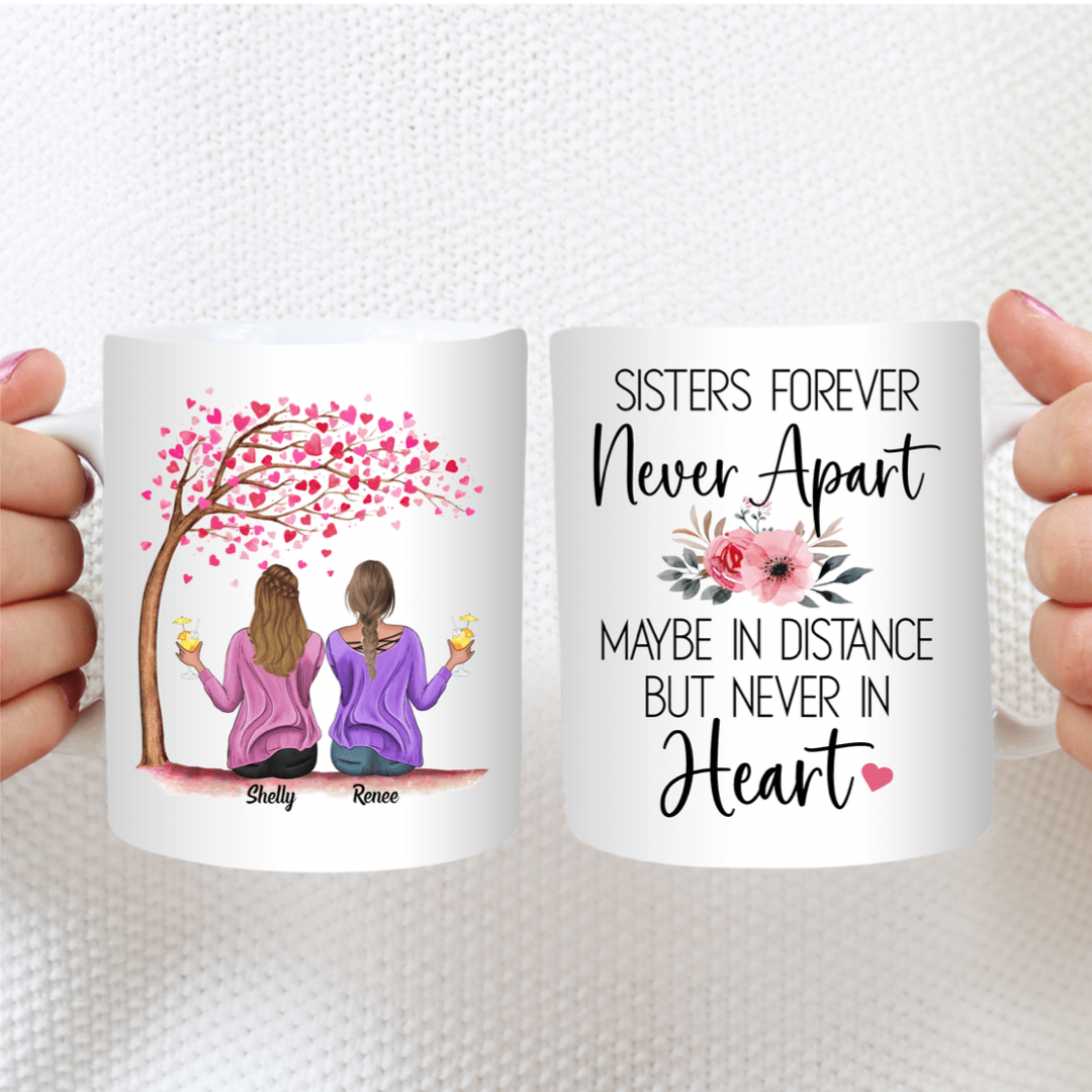 Sisters Mug - Sisters Forever - Never Apart – Be Personalised Gifts