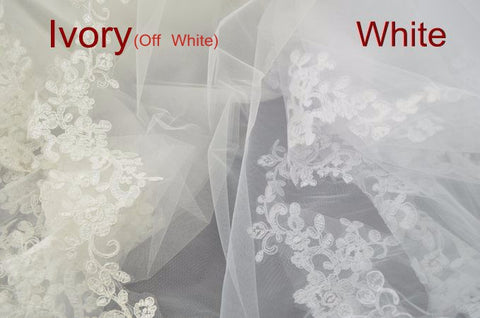 The Ginny – 3D Floral Applique Bridal Veil – Broke Bride Dresses
