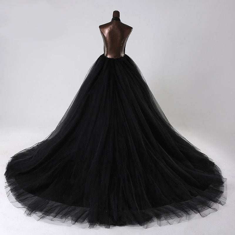 The Amoret :: Sexy Satin Spaghetti Strap Boho Black Wedding Gown ...