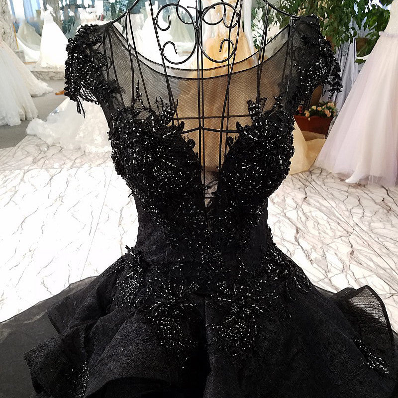 The Amoret :: Sexy Satin Spaghetti Strap Boho Black Wedding Gown ...