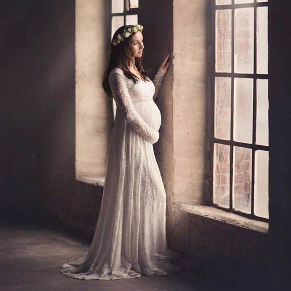 Style 2312 Maternity Collection Lace Long Sleeve Sheath Style Wedd Broke Bride Dresses