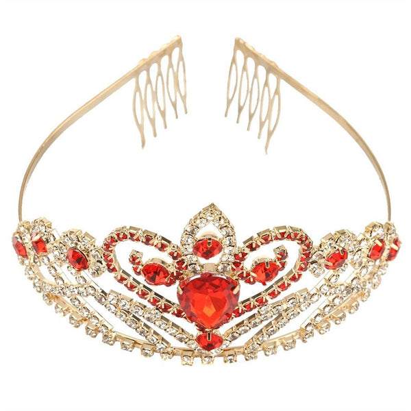 Ruby Red & Gold Christmas/Valentine Bridal Tiara – Broke Bride Dresses