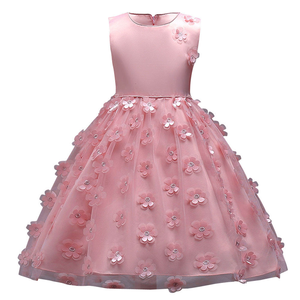 Sleeveless 3D Floral Flower Girl Dress Available in 5 Colors – Broke ...