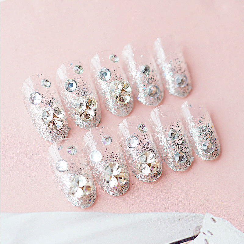 3D Pink Pearls and Bows – 24 Piece Wedding Nail Set – Broke Bride Dresses