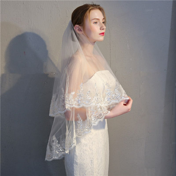 Two Layer Appliqued Edge – Broke Bride Dresses
