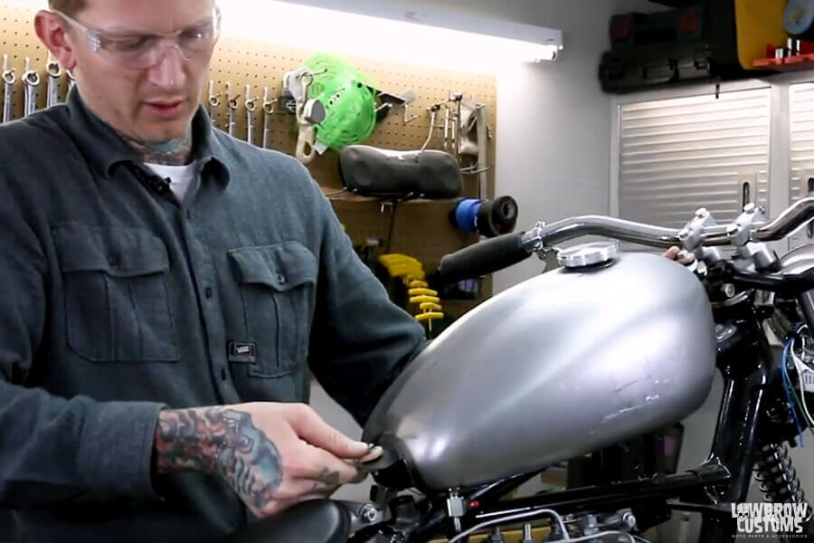 VIDEO: Motorcycle Gas Tank Install How-to on a Hardtail Triumph Choppe
