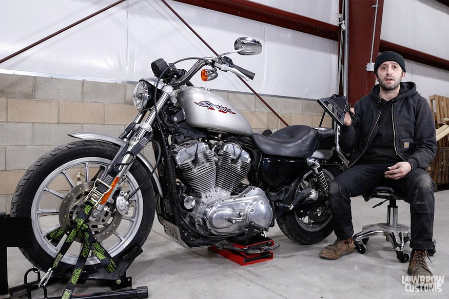 How-To-Install-Lowbrow-Customs-Skateboard-Rack-on-04-22-Harley-Davidson-Sportsters-1