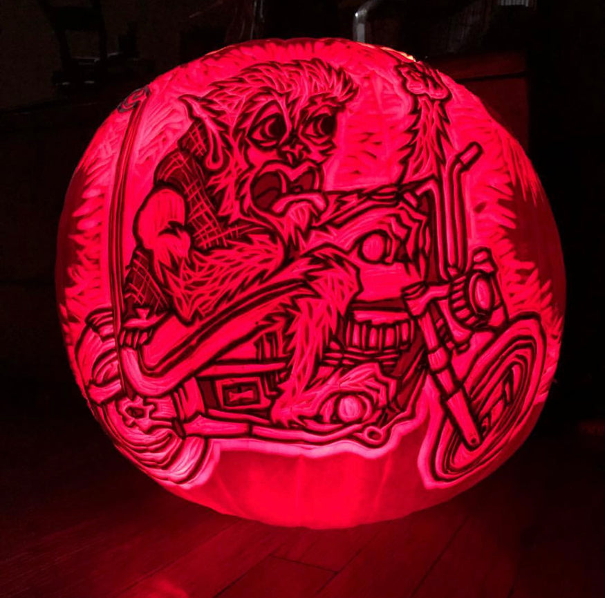 Happy Halloween Motorcycle Images - Movie Monsters with Harley & Triumph-pumpkin 2