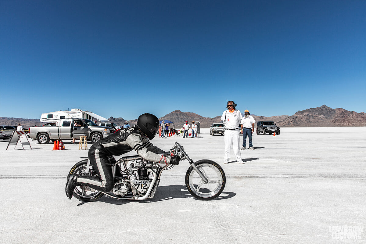 Bonneville Salt Flats racing: Tyler taking off the starting line.