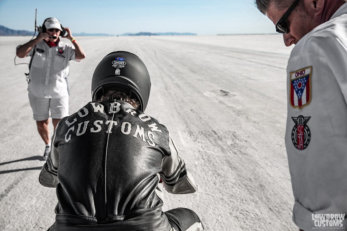 Bonneville Salt Flats racing: Tyler getting ready to take off.