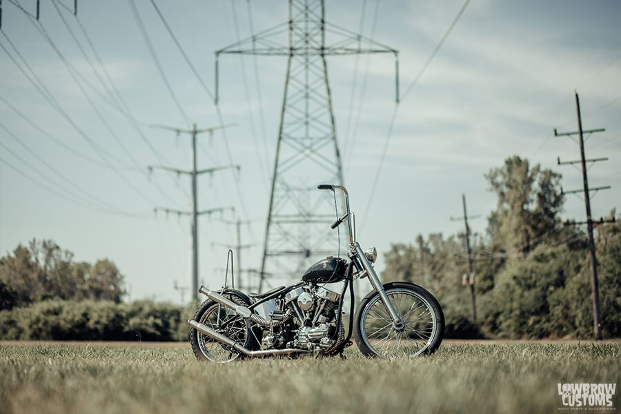 Ken's custom Harley-Davidson FL Panhead chopper out enjoying nature.