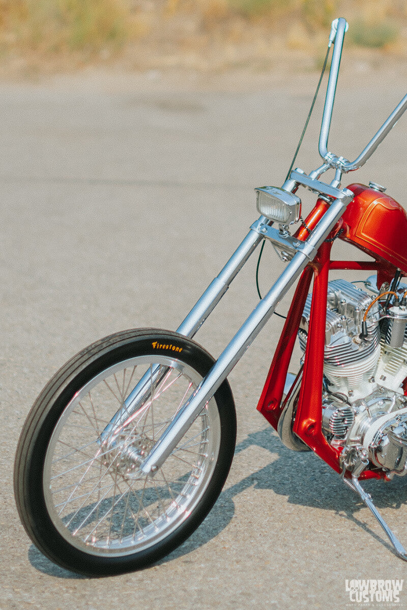 Lowbrow Spotlight-Meet Rawhide Cycles And Their 1966 Harley-Davidson FLH Born Free 12 Chopper-frontend