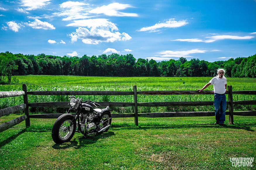 Todd with his custom 1968 650cc Triumph Bonneville Bobber