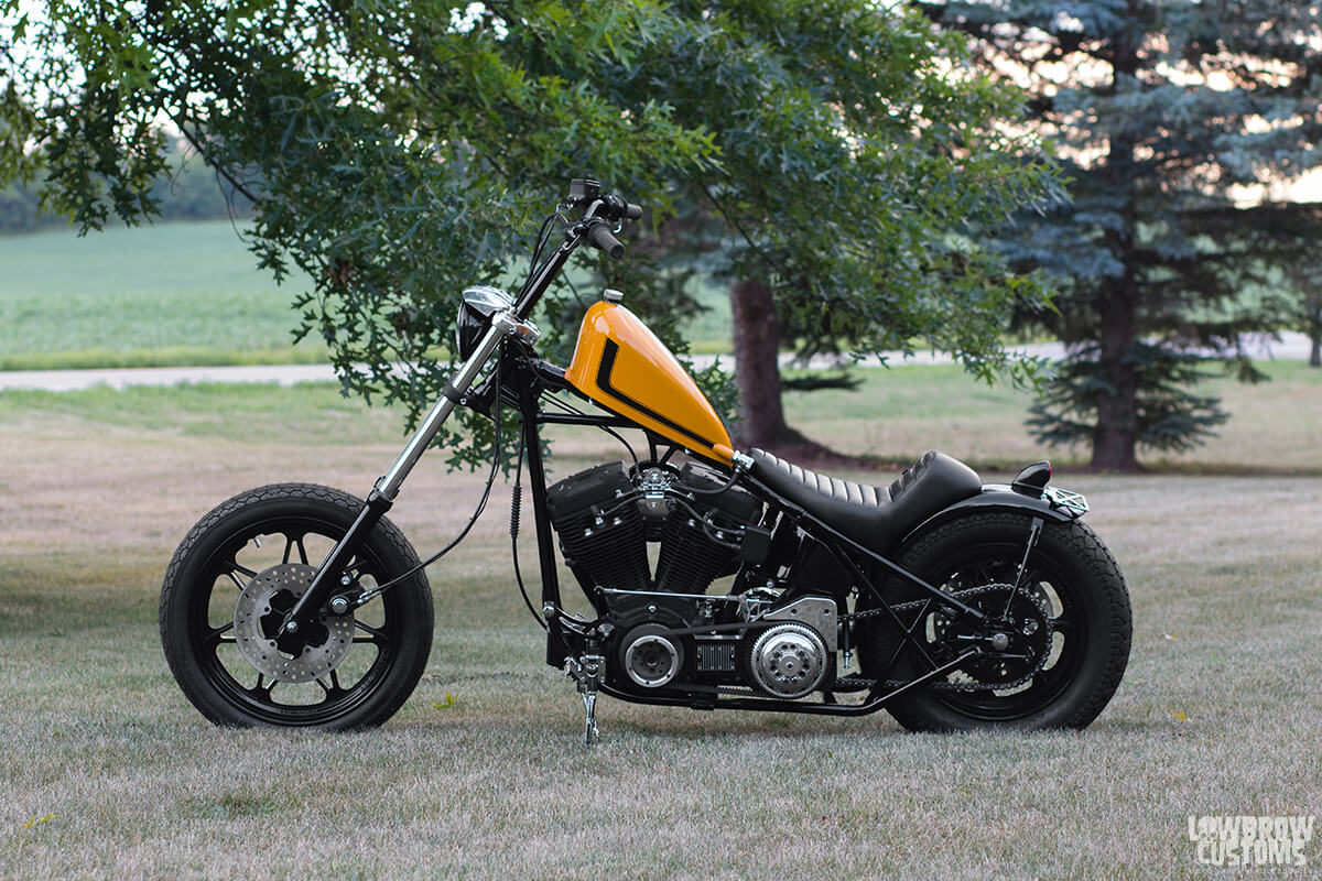 Meet Tim Statt of Gigacycle Garage And His 1992 Harley-Davidson EVO Chopper Named The Yellow Boss Chop-2