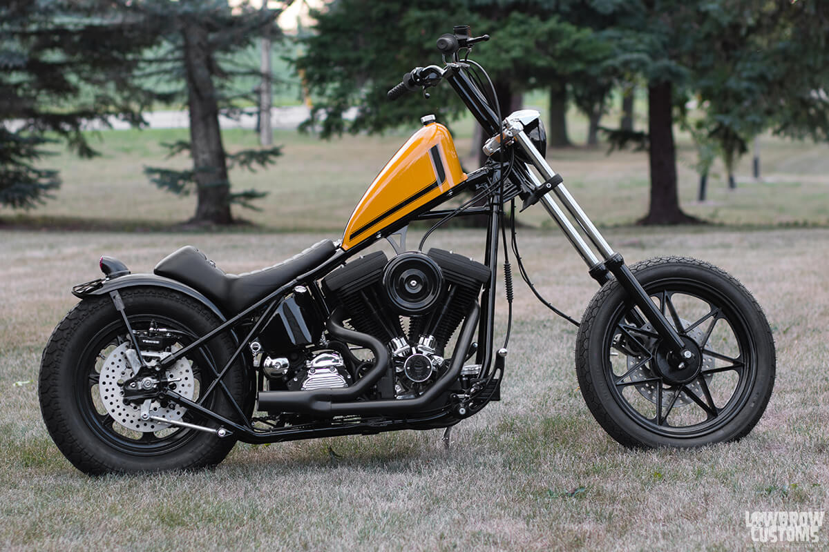 Meet Tim Statt of Gigacycle Garage And His 1992 Harley-Davidson EVO Chopper Named The Yellow Boss Chop-12