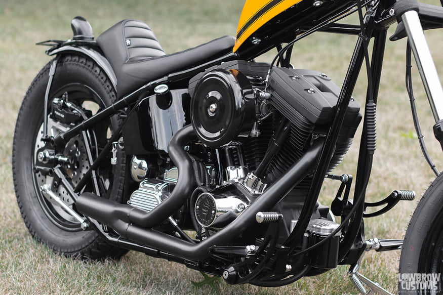 Meet Tim Statt of Gigacycle Garage And His 1992 Harley-Davidson EVO Chopper Named The Yellow Boss Chop-33