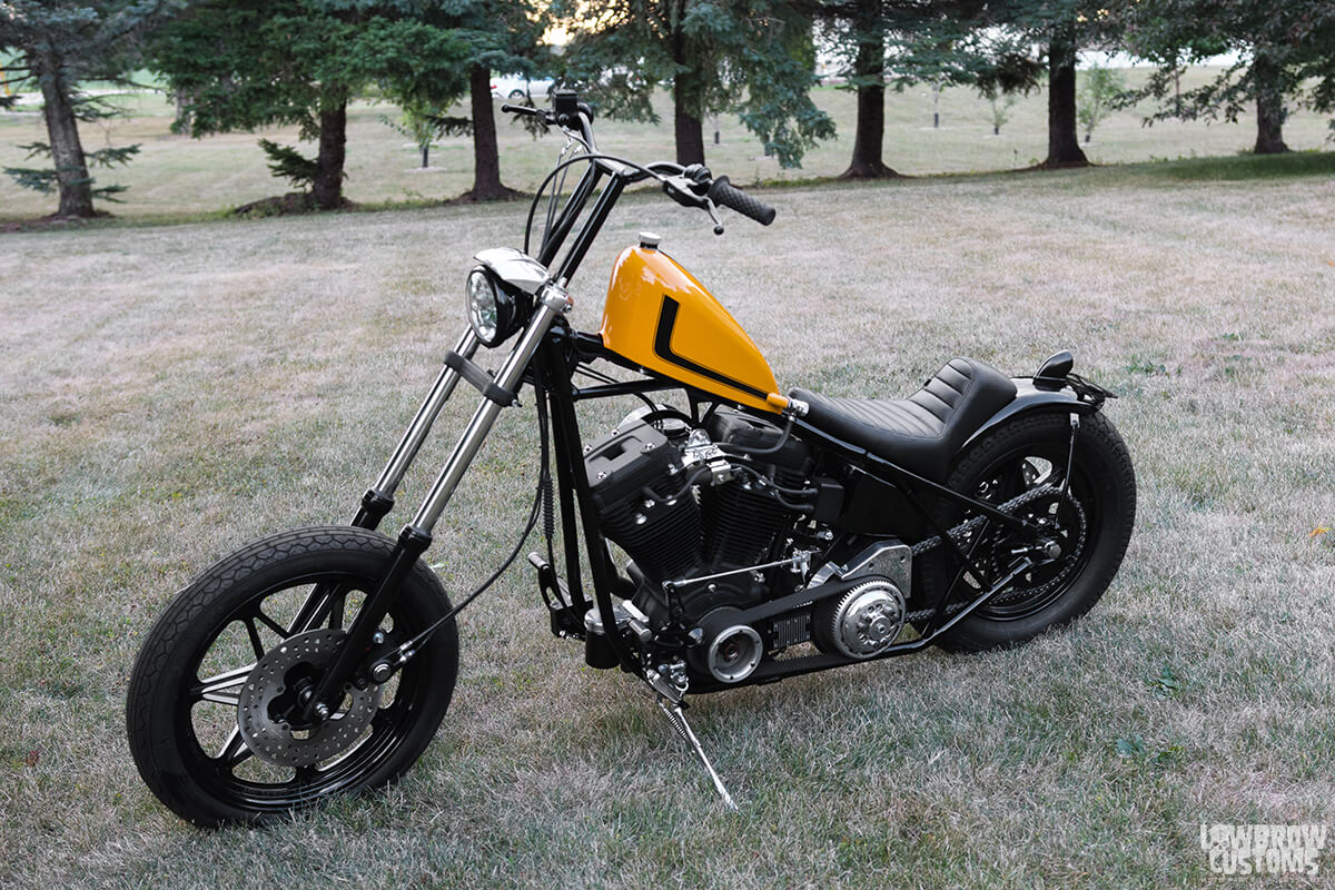 Meet Tim Statt of Gigacycle Garage And His 1992 Harley-Davidson EVO Chopper Named The Yellow Boss Chop-6
