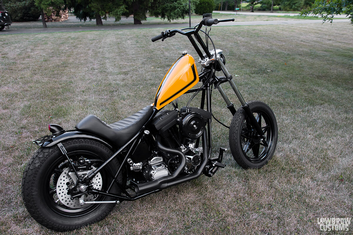 Meet Tim Statt of Gigacycle Garage And His 1992 Harley-Davidson EVO Chopper Named The Yellow Boss Chop-7