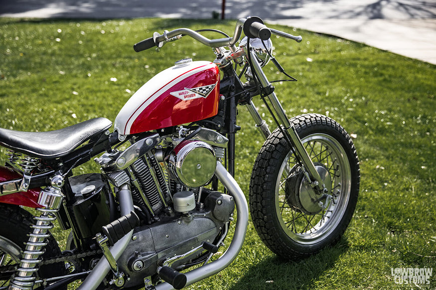 Todd Muller's Harley Sportster Ironhead with 33.4mm, drum brake front fork.