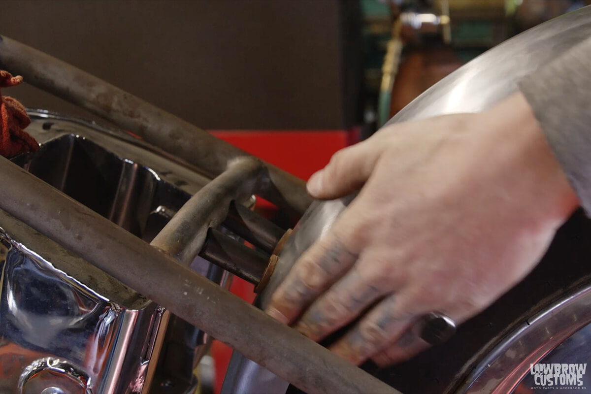 Video-How to Install a Lowbrow Customs Manta Ray Fender - Ian’s Harley-Davidson Shovelhead Build Part 4 Geared Science-16