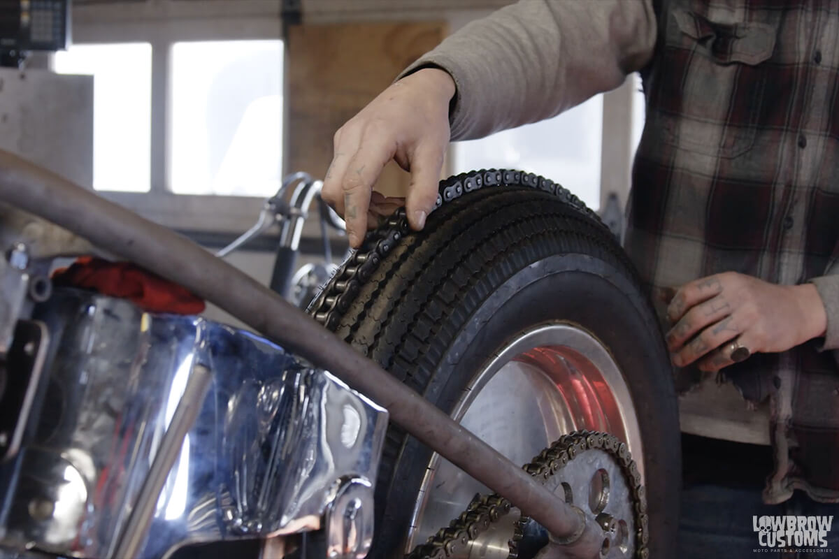 Video-How to Install a Lowbrow Customs Manta Ray Fender - Ian’s Harley-Davidson Shovelhead Build Part 4 Geared Science-4