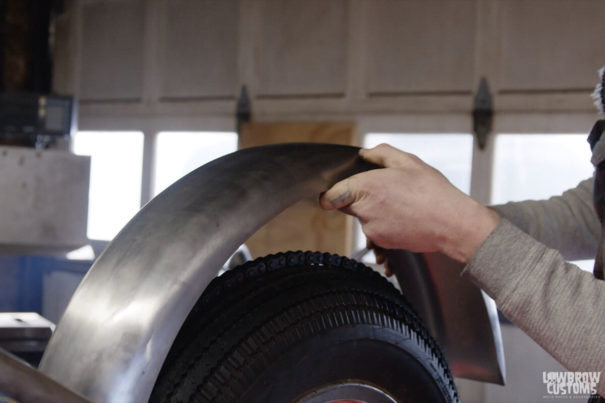 Video-How to Install a Lowbrow Customs Manta Ray Fender - Ian’s Harley-Davidson Shovelhead Build Part 4 Geared Science-5