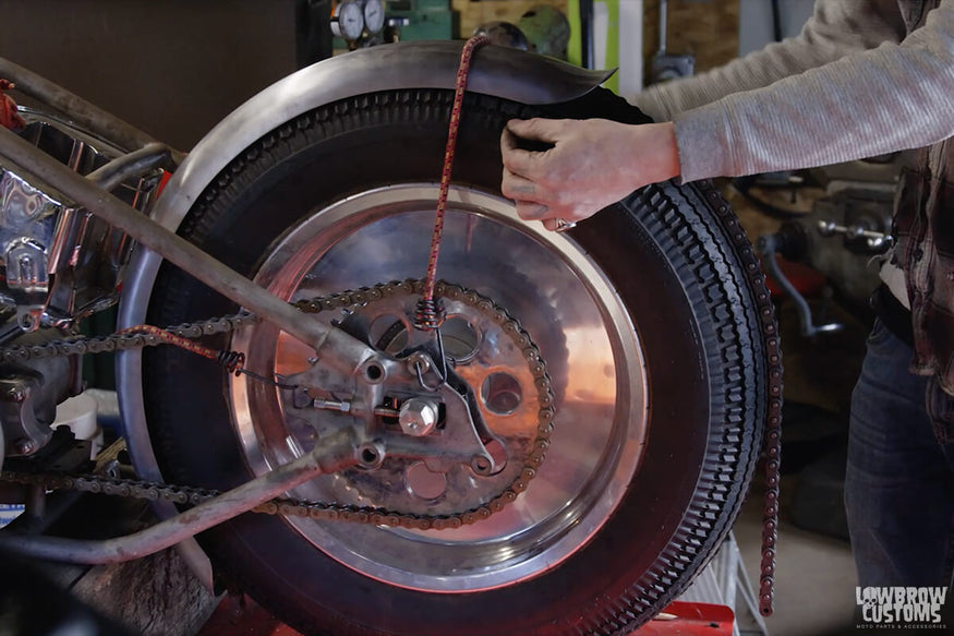 Video-How to Install a Lowbrow Customs Manta Ray Fender - Ian’s Harley-Davidson Shovelhead Build Part 4 Geared Science-6