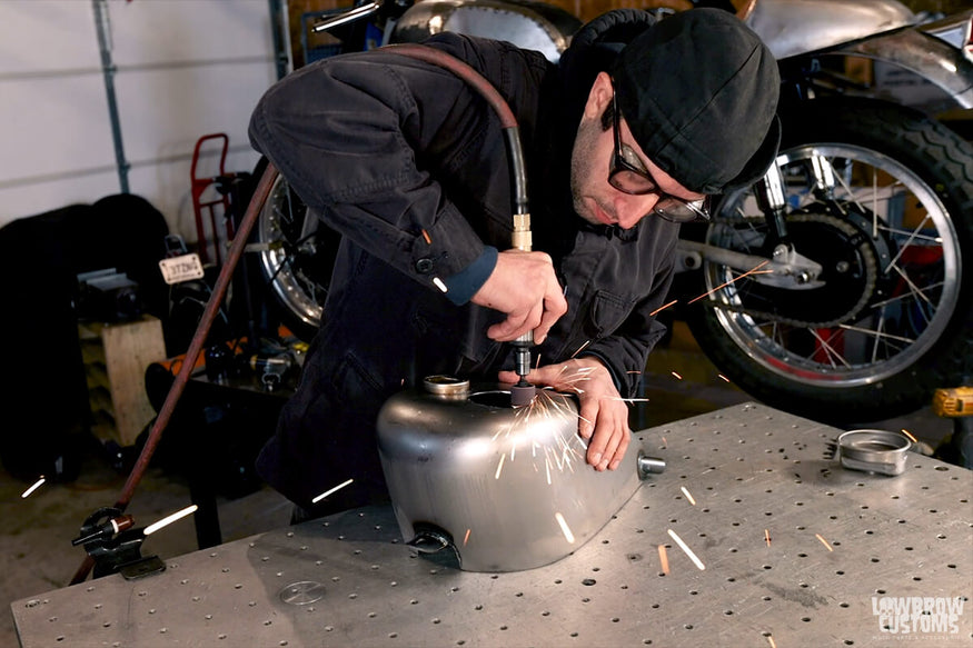 Cutting and Drilling Holes in Gas Tanks for the Key Switch - take off excess material