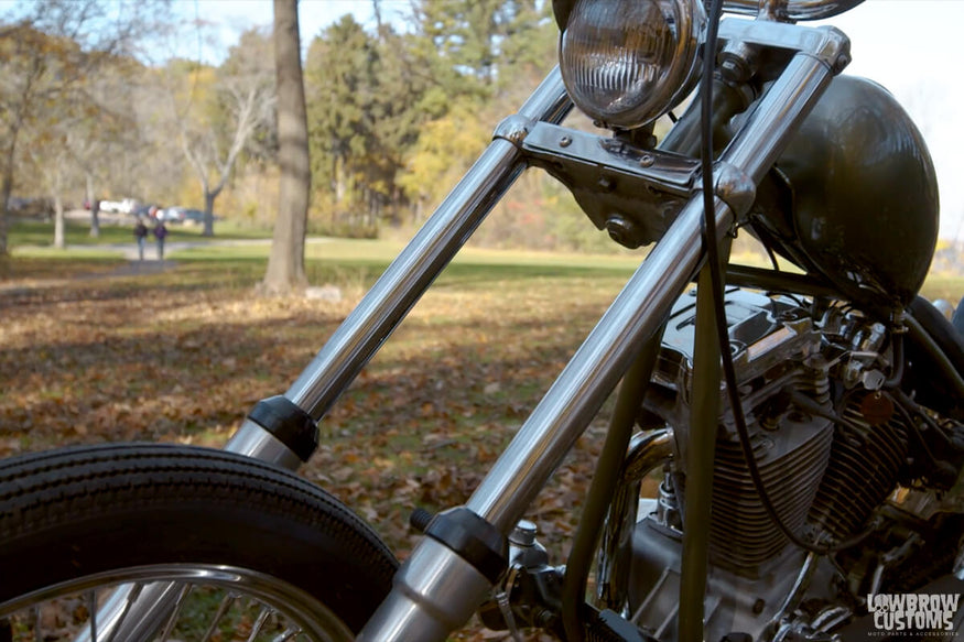 Video- Meet Chris Oestreich and His 1985 Harley-Davidson Evo FX Wide Glide Chopper - Geared Science-10