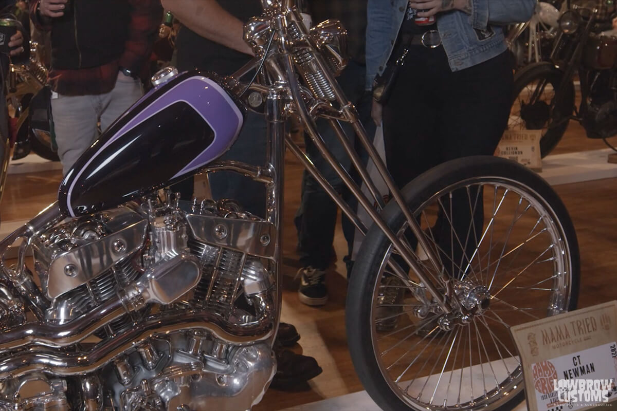 Video- Take An In Depth look at Christian Newman's Custom Twin Turbo 8 Valve Harley-Davidson ULH at Mama Tried 2021-10
