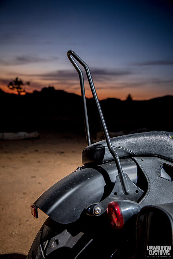 Here is a Gasbox Bolt-on Chopper Sissy Bar on a 2016 Harley-Davidson Iron 883 Sportster.