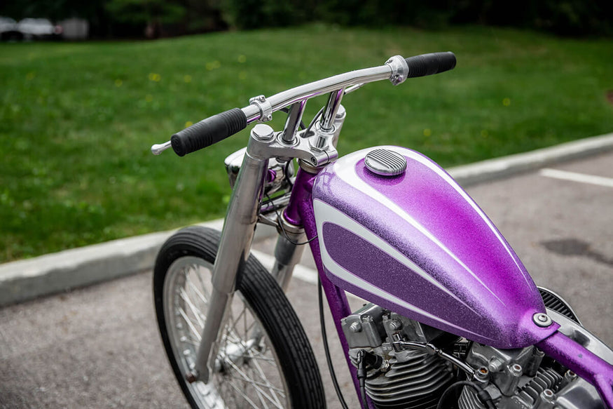 Lowbrow Customs Finned Gas Cap on a 1975 Harley-Davidson Shovelhead chopper