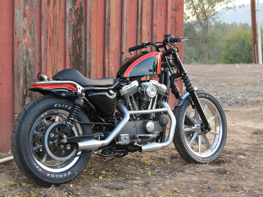 1986 through 2003 Harley-Davidson Sportster with Biltwell Banana Seat