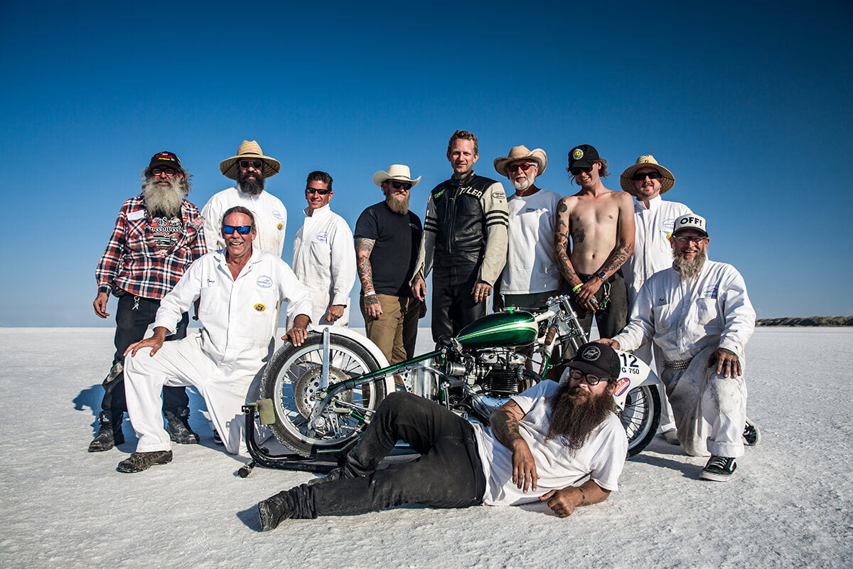 Team Lowbrow plus Robby Ell, minus Shawn Long, Alp Sungurtekin, and Jalika Gaskin. - Bonneville Speed Week 2017 - Lowbrow Customs